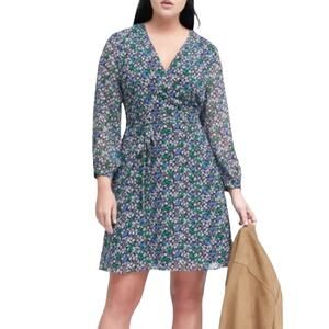 Banana Republic Dress‎ Women's Size 8 Blue and Green Floral Wrap Style